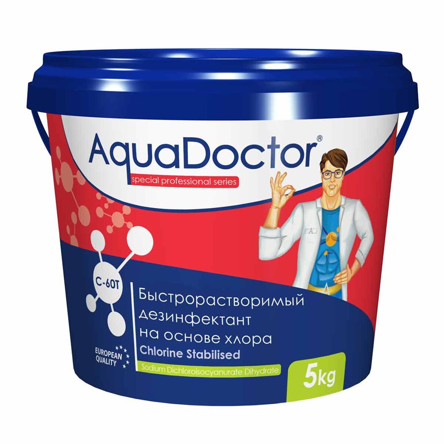 Хлор быстрого действия AquaDoctor C-60 в гранулах, 5 кг