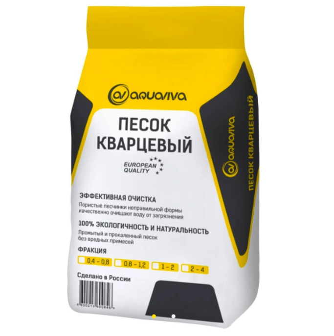 Песок кварцевый, фракция 0,5-0,8мм,25 кг